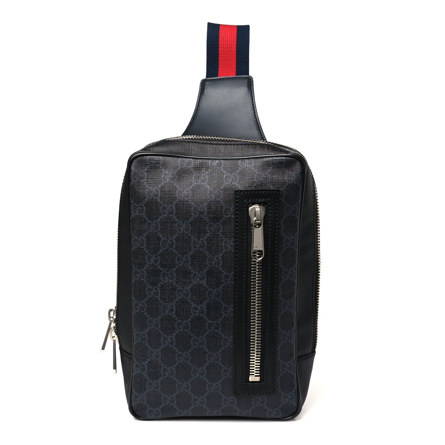 GG Supreme Monogram Web Belt Bag Black Grey