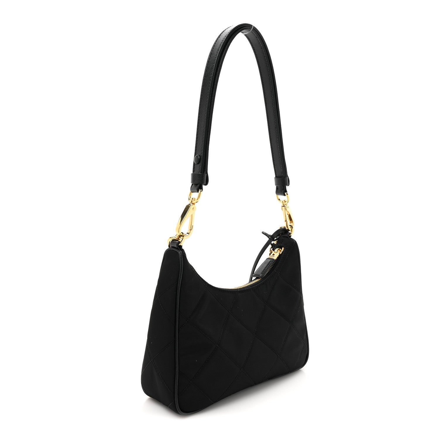 Re-Nylon Saffiano Quilted Mini Re-Edition 1995 Chaine Shoulder Bag Black