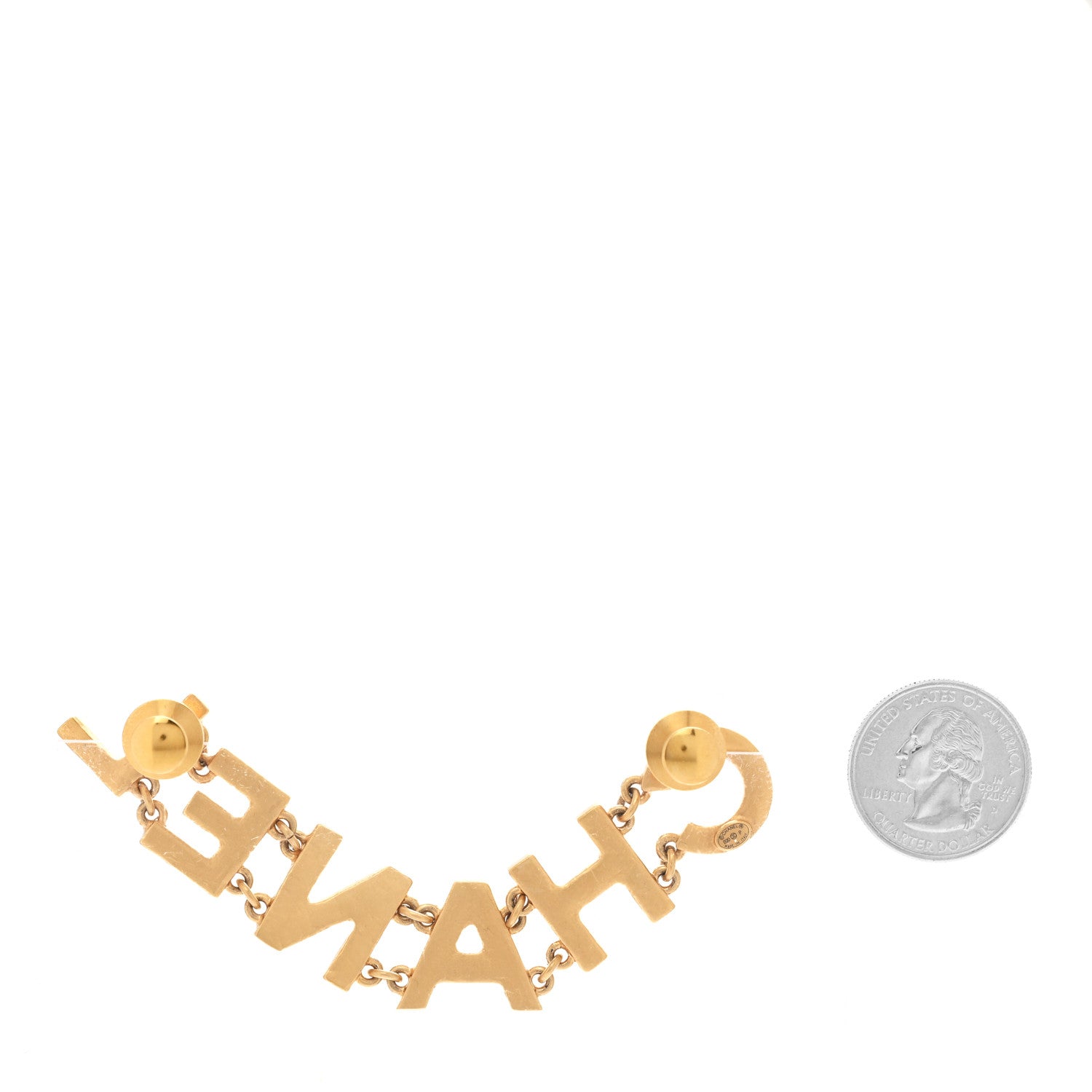 Crystal Logo Brooch Gold