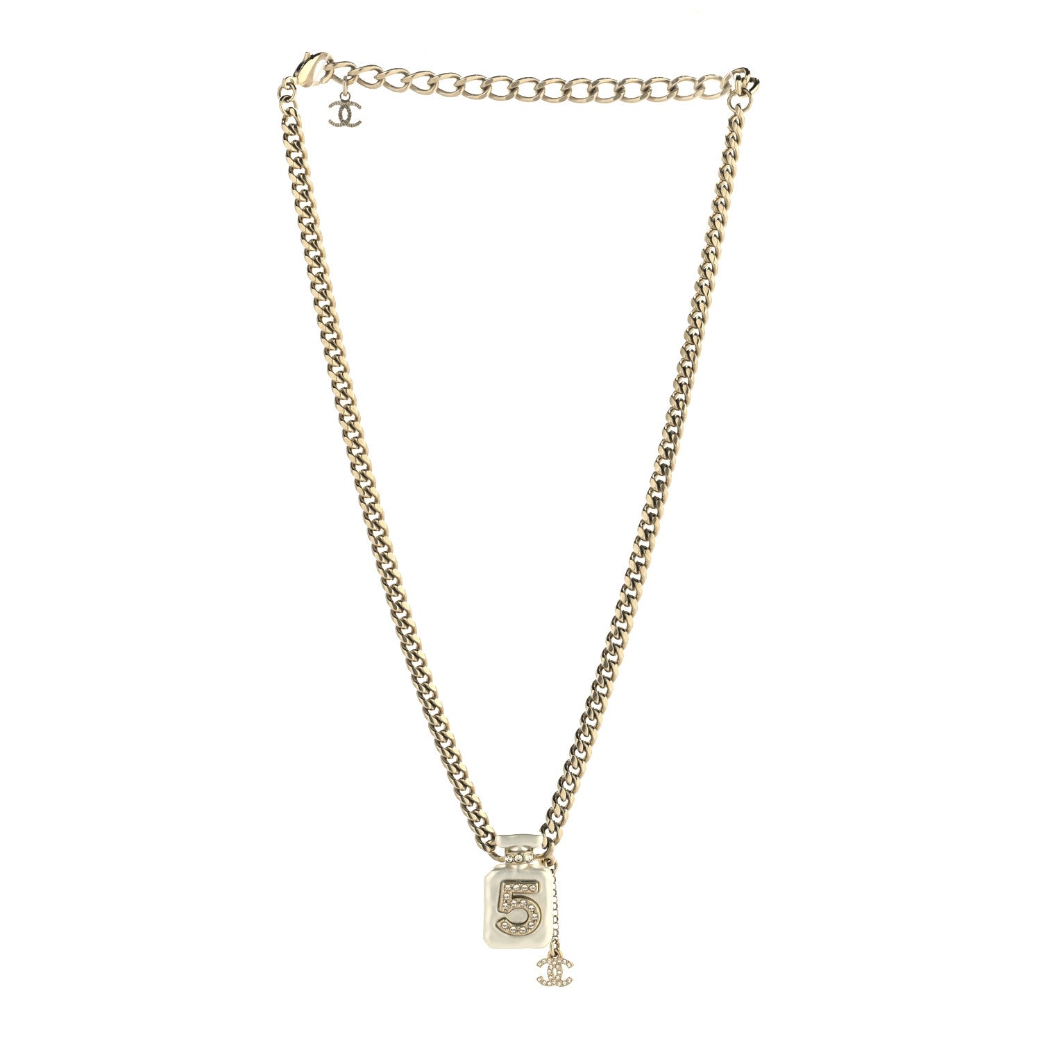 Resin Crystal CC No 5 Perfume Bottle Necklace