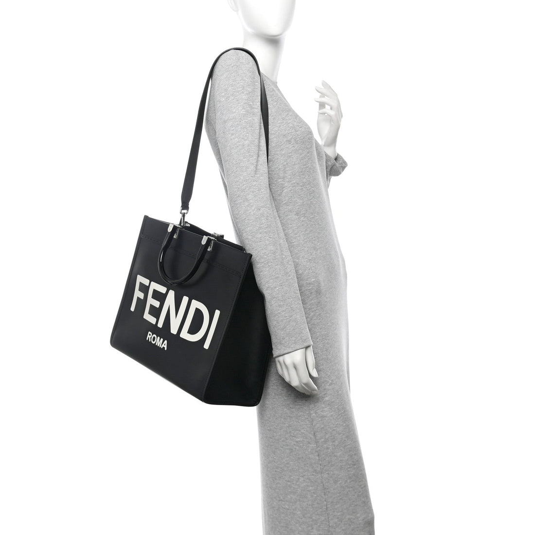 Vitello King Plexiglass Medium Fendi Sunshine Shopper Tote Black White