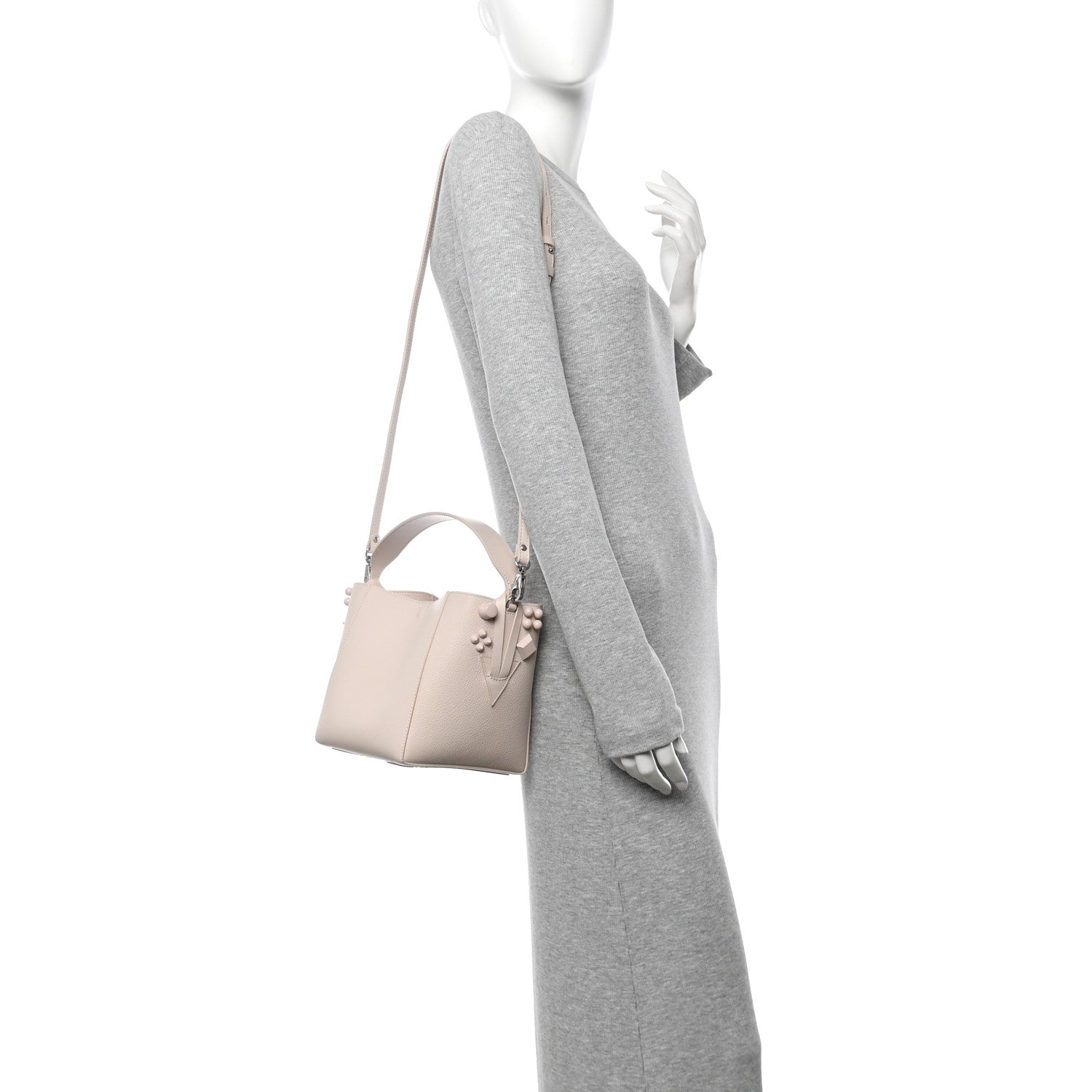 Calfskin Spiked Mini Cabachic Mini Bucket Bag Leche