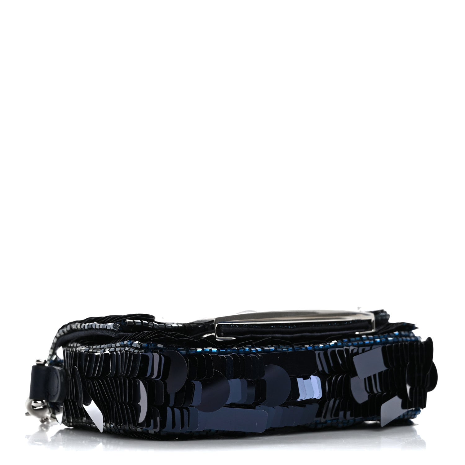 Sequin Paillettes Shiny Nappa Sex and the City Nano Maxi Buckle Baguette Charm Midnight