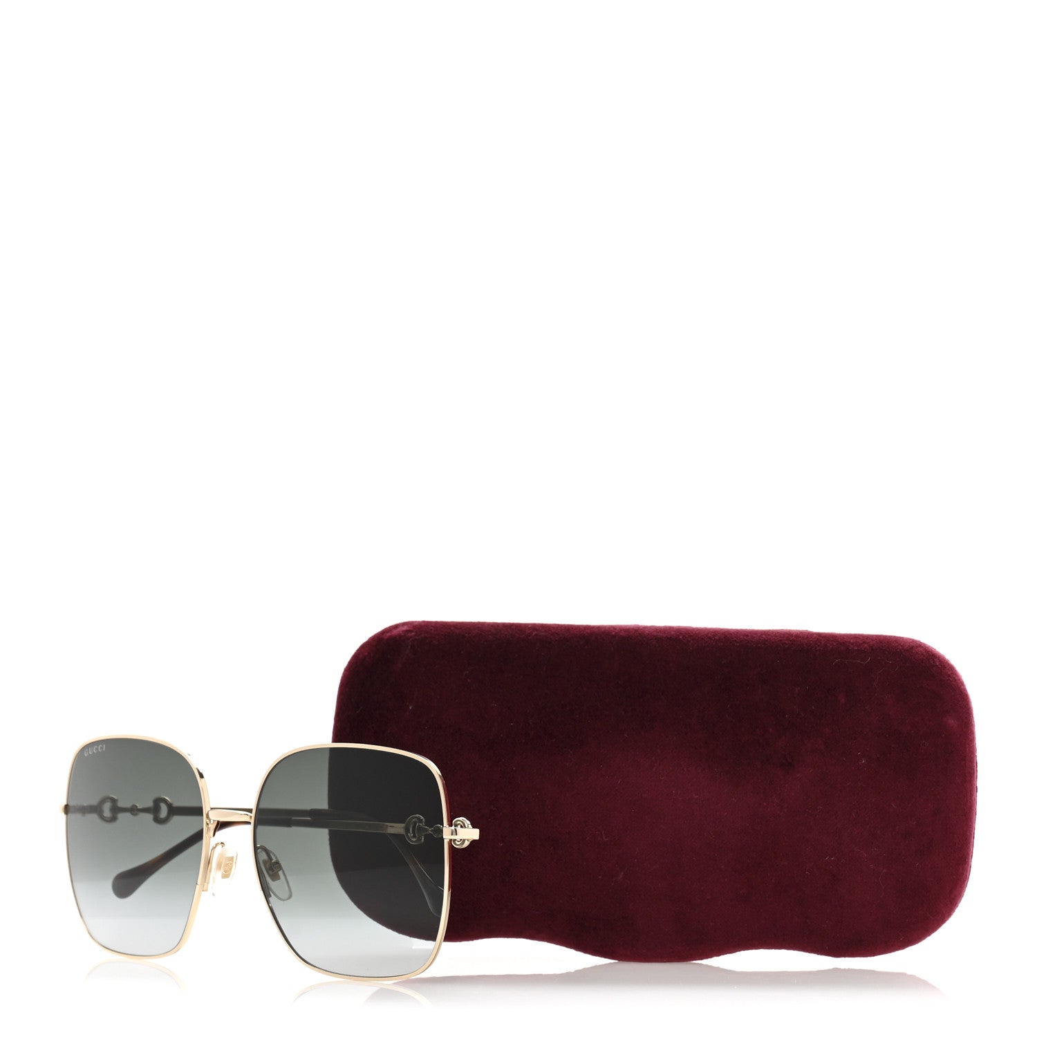 Metal Horsebit Square Frame Sunglasses GG0879S Gold