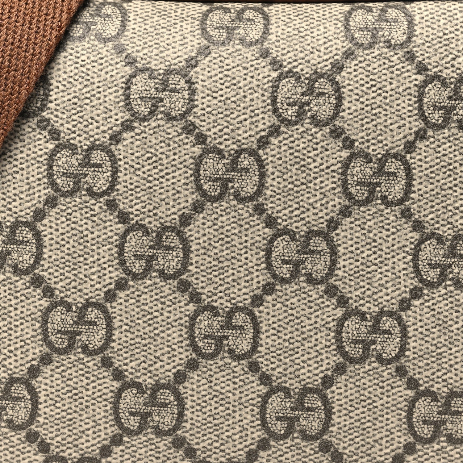 GG Supreme Monogram Textured Calfskin Emblem Mini Crossbody Beige Dark Brown