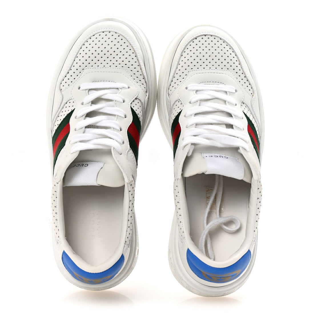 Calfskin Web Perforated Womens Platform 55mm Sneakers 38.5 White Bright Splash