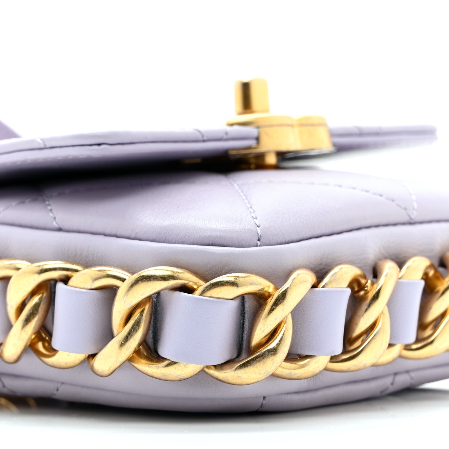 Calfskin Quilted Mini Framing Chain Bag Light Purple