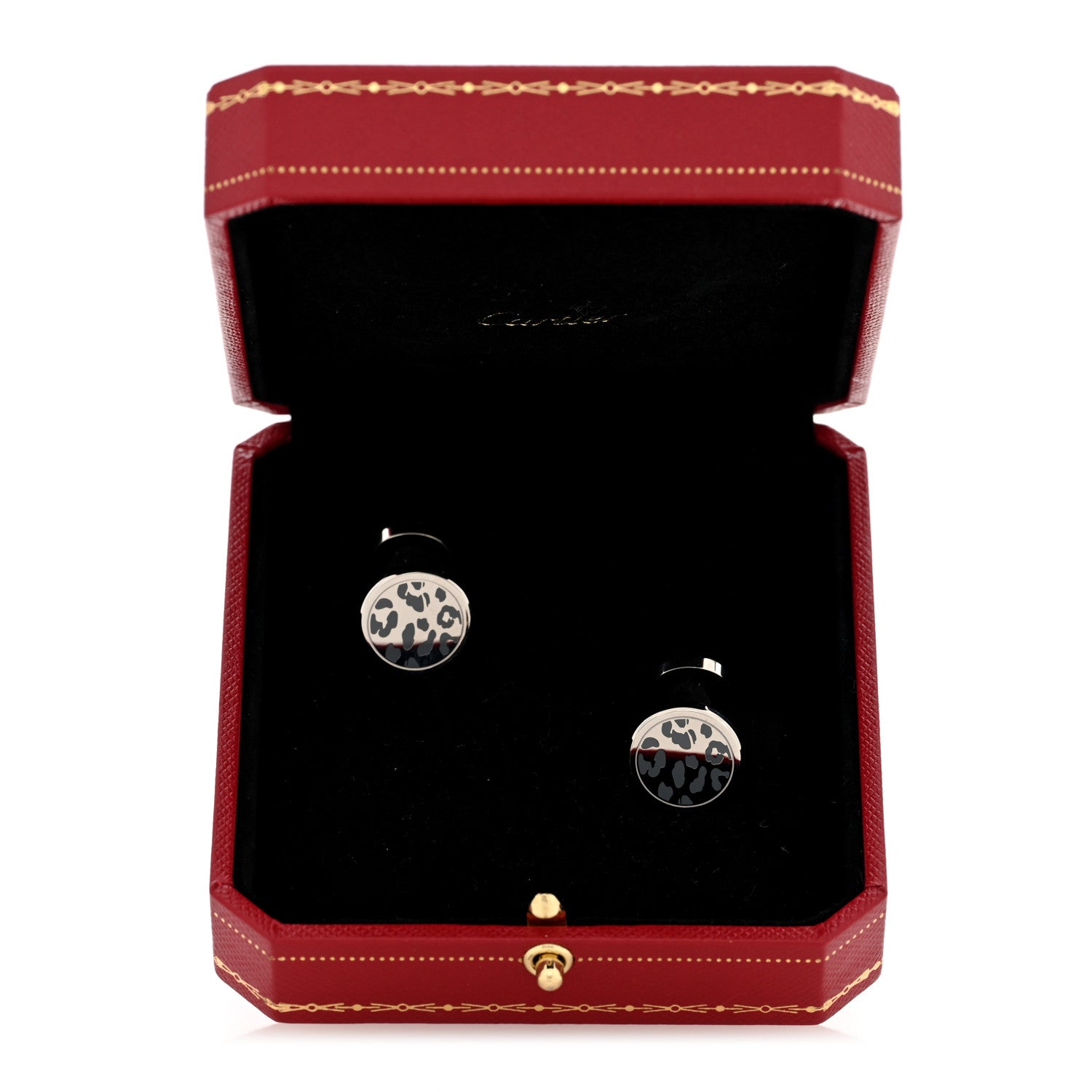 Sterling Silver Palladium Black Lacquer Panthere Cufflinks