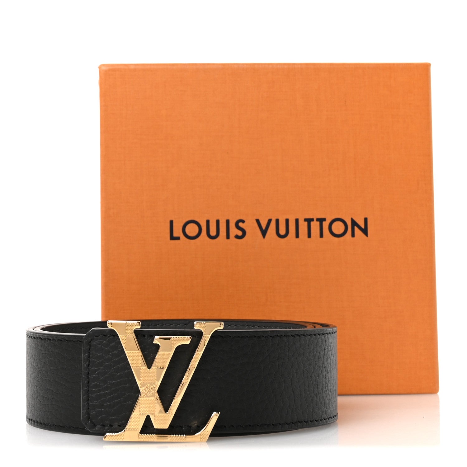 Calfskin 40mm Damier LV Initiales Reversible Belt 85 34 Gray Black