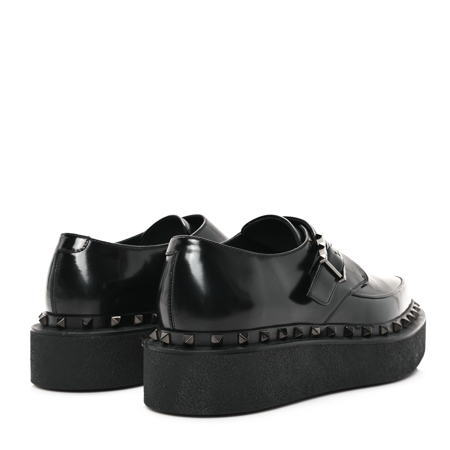 Calfskin Rockstud Mens M-Way Single Monk Loafers 42 Black