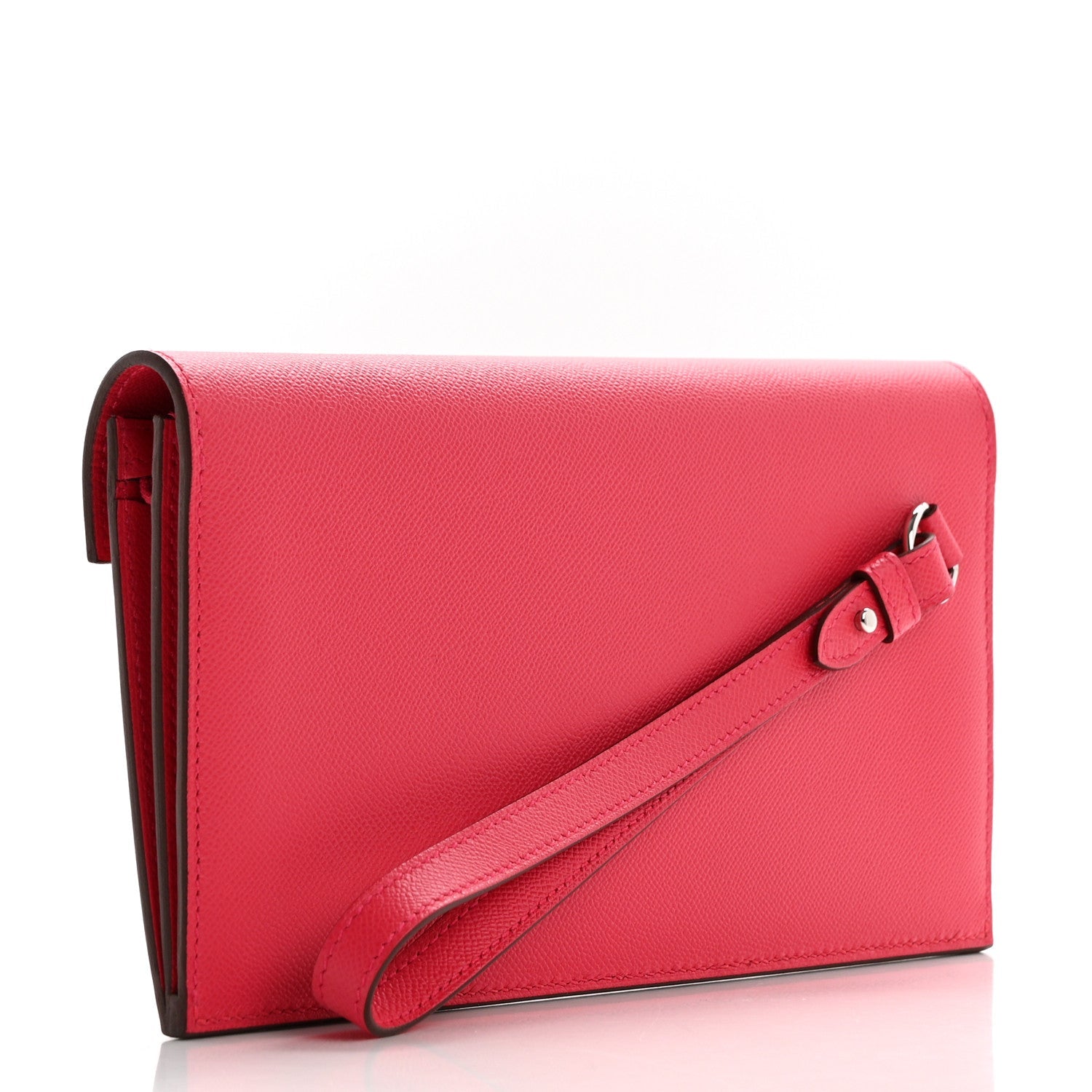 Madame Calfskin Kelly Pocket Long Wallet Rose Extreme