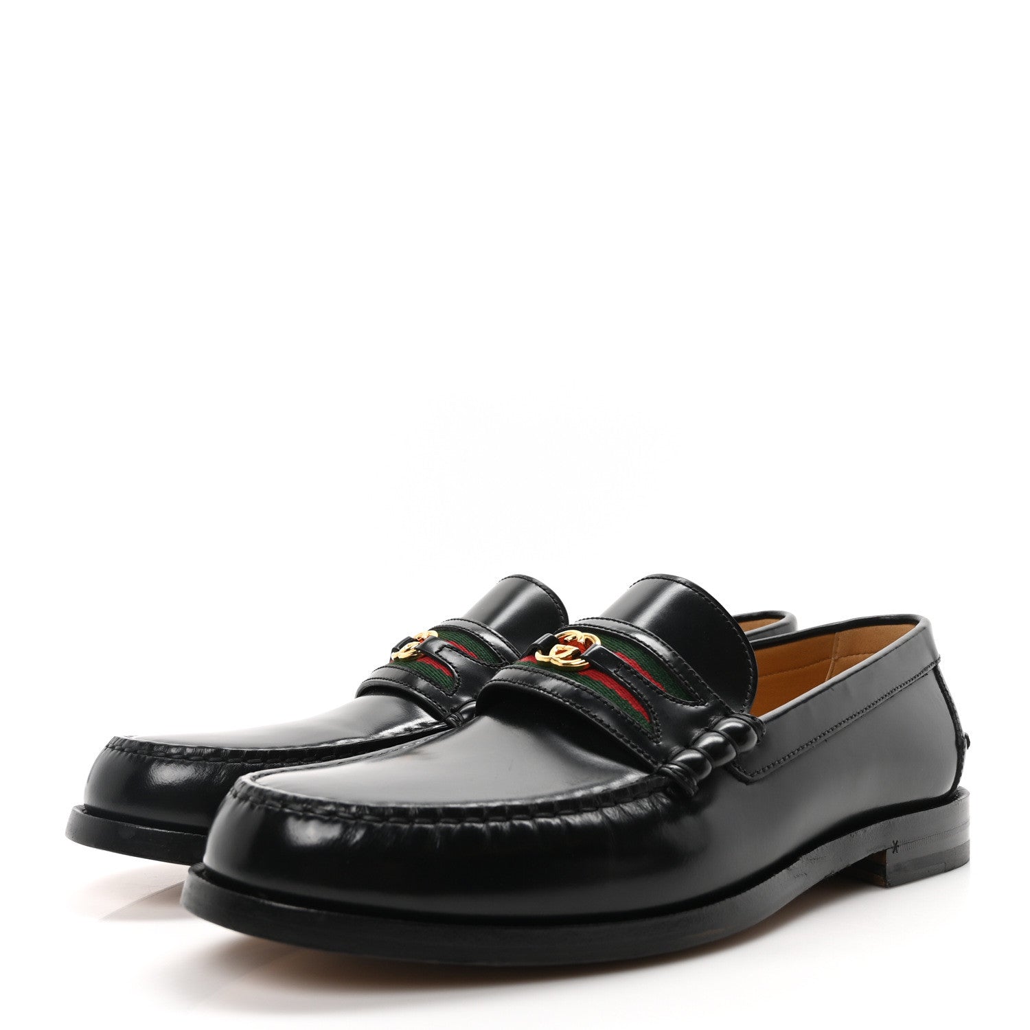 Calfskin Web Mens Interlocking GG Loafers 11 Black