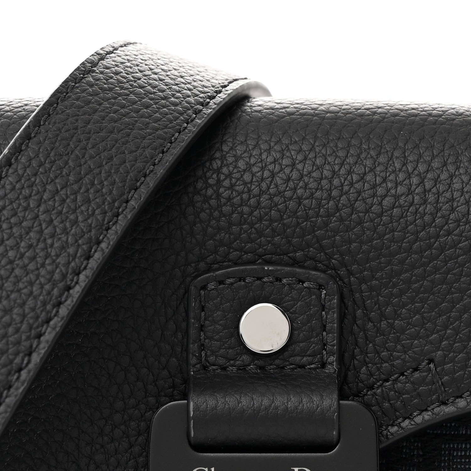 Oblique Jacquard Grained Calfskin Mini Saddle Messenger Bag With Flap Black