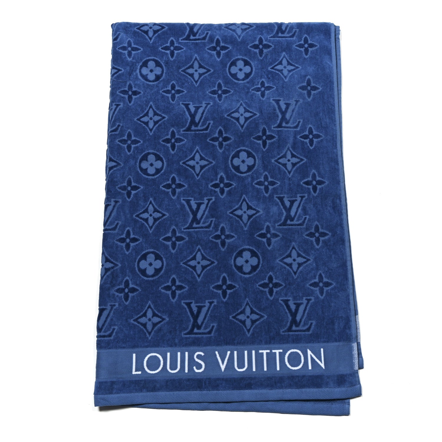 Cotton Monogram Beach Towel Blue