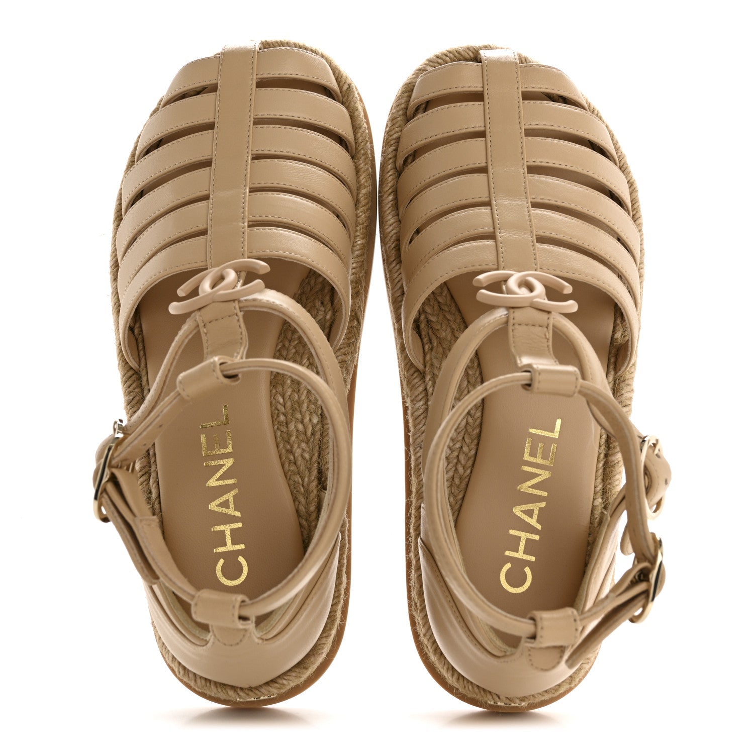 Lambskin Espadrille Sandals 36 Beige