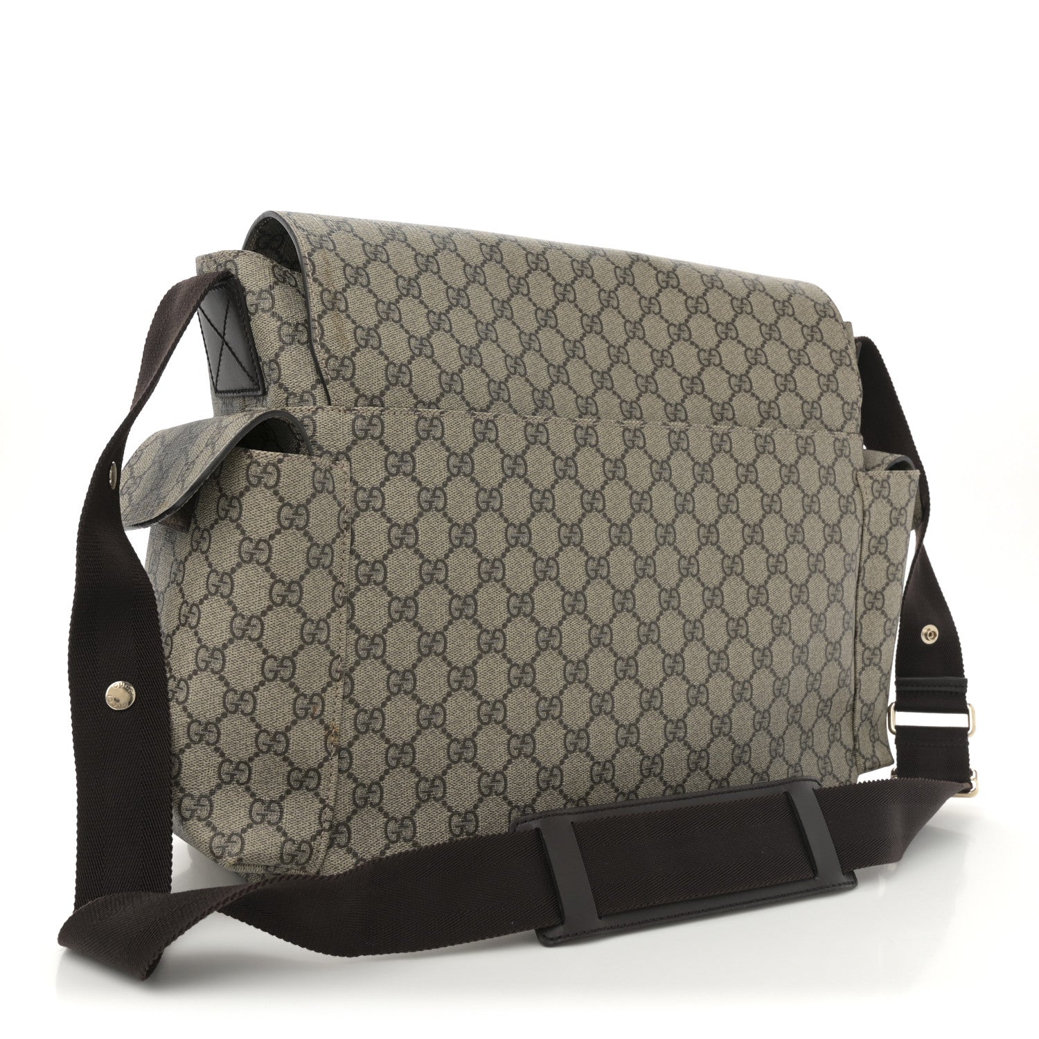 GG Plus Monogram Messenger Diaper Bag Dark Brown