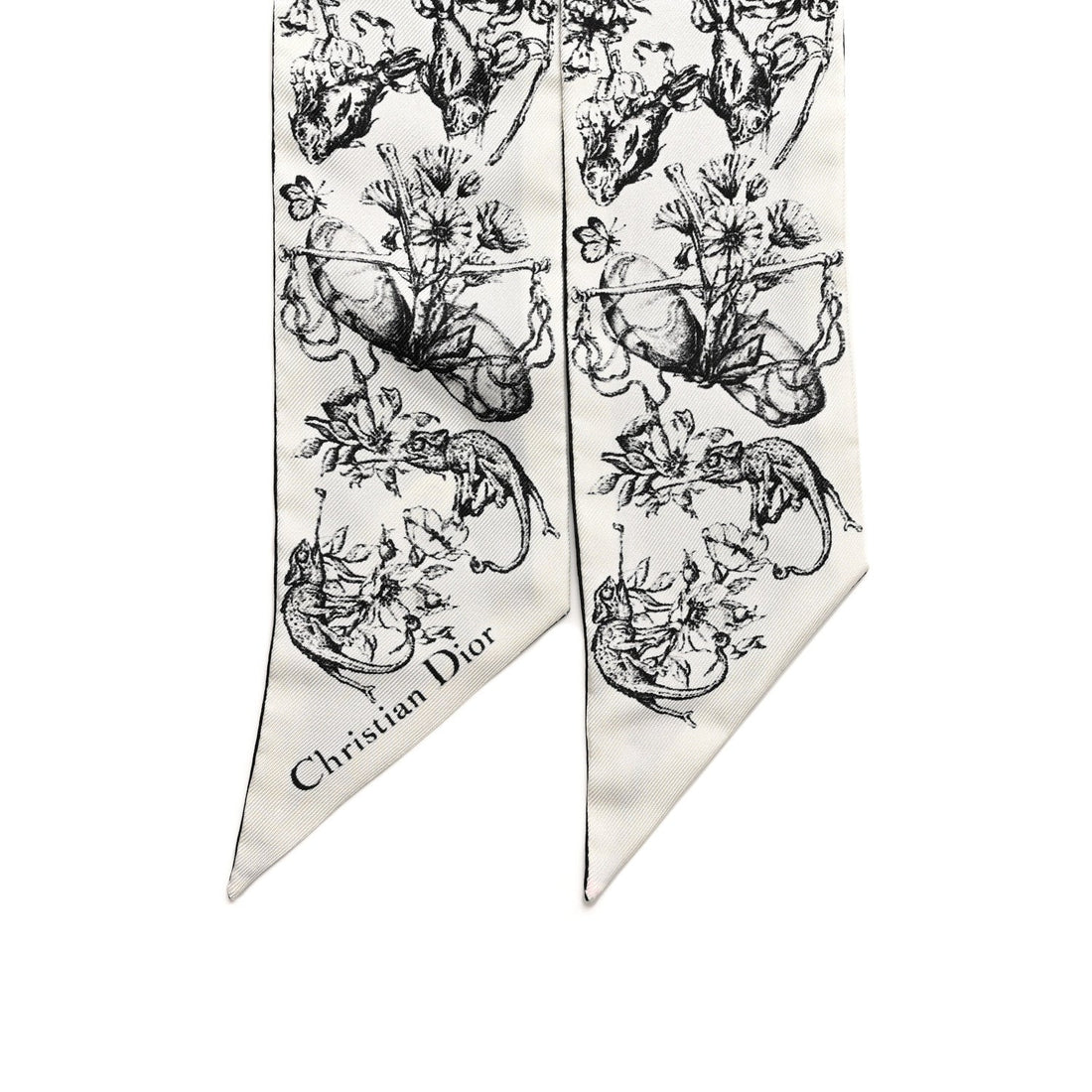 Silk Zodiac Mitzah Scarf White Black