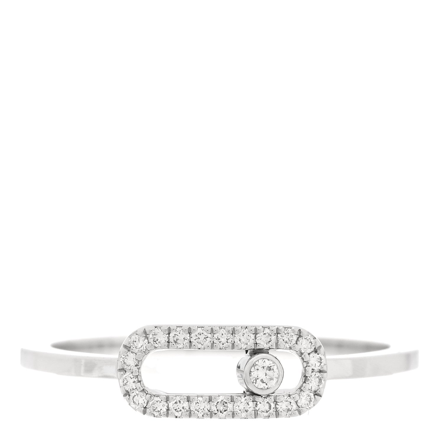 18K White Gold Diamond Move Uno Pave Ring 53 6.5