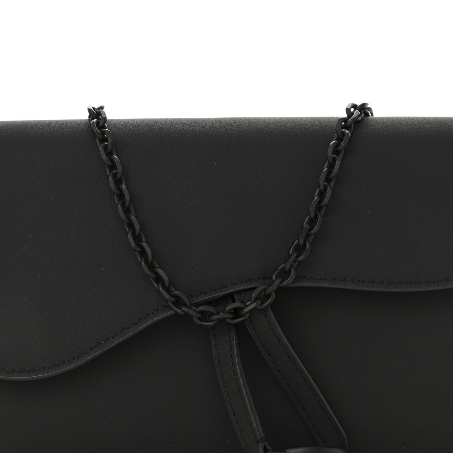 Ultra Matte Calfskin Saddle Chain Wallet Pouch Black