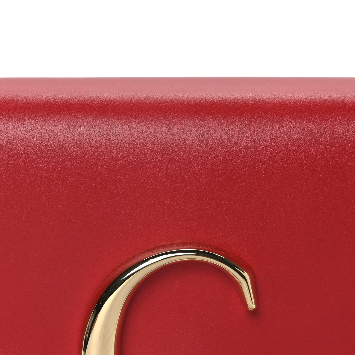 Calfskin Suede C Clutch With Chain Plaid Red