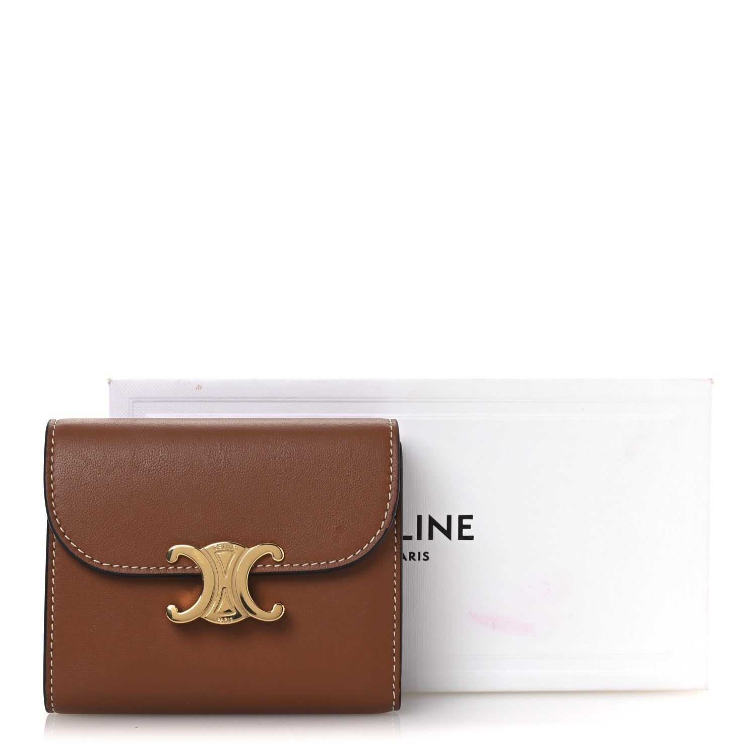 Shiny Smooth Lambskin Small Triomphe Wallet Tan