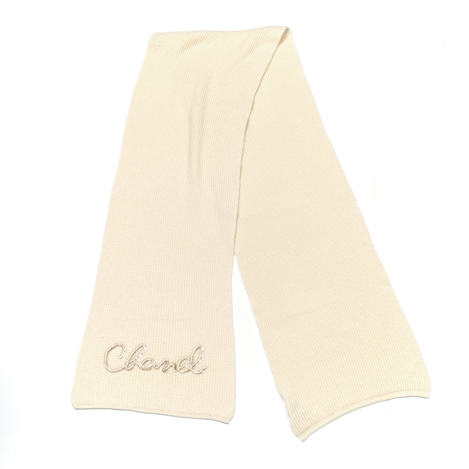Cashmere Sequin Logo Scarf White