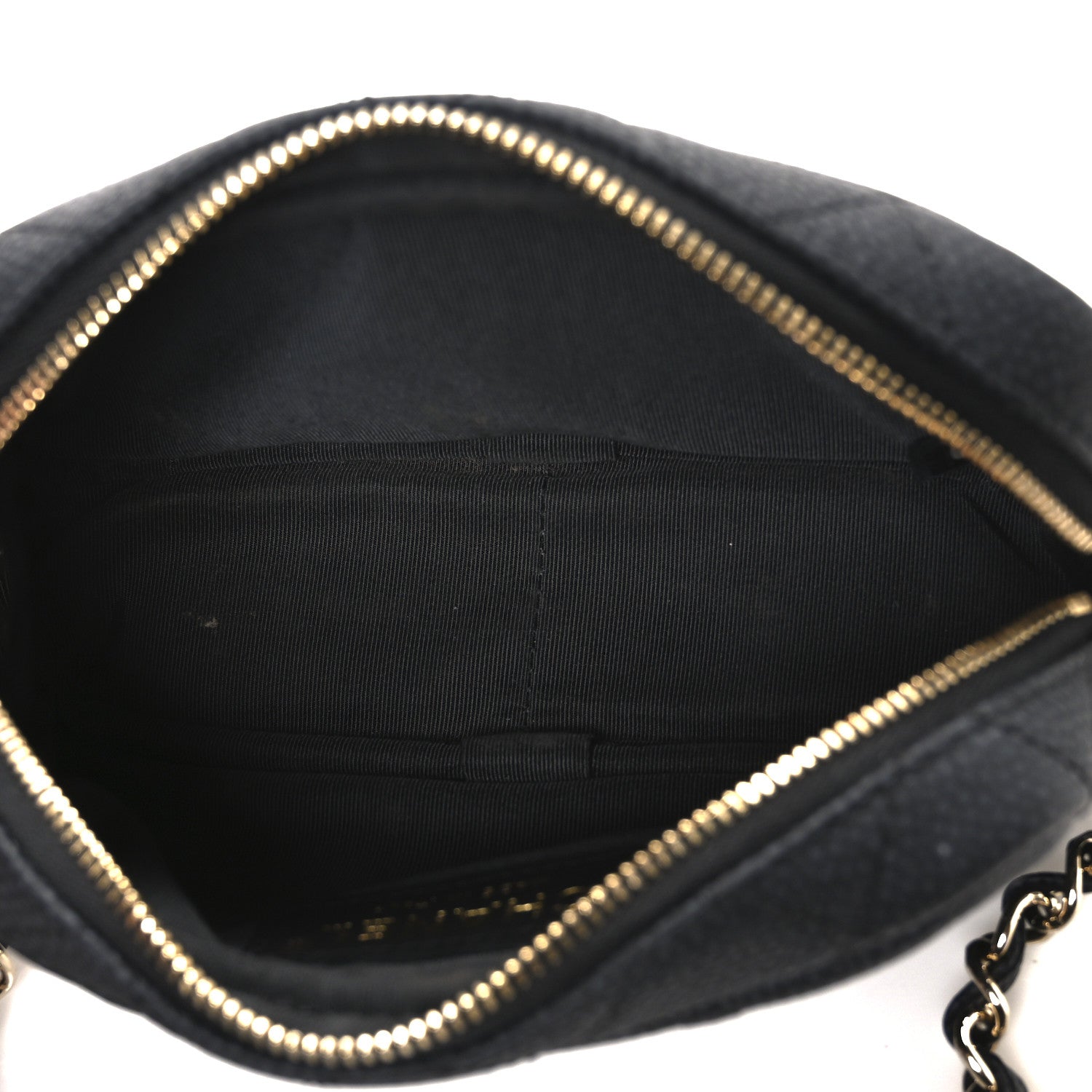 Iridescent Caviar Quilted Mini Coco Tassel Camera Case Black