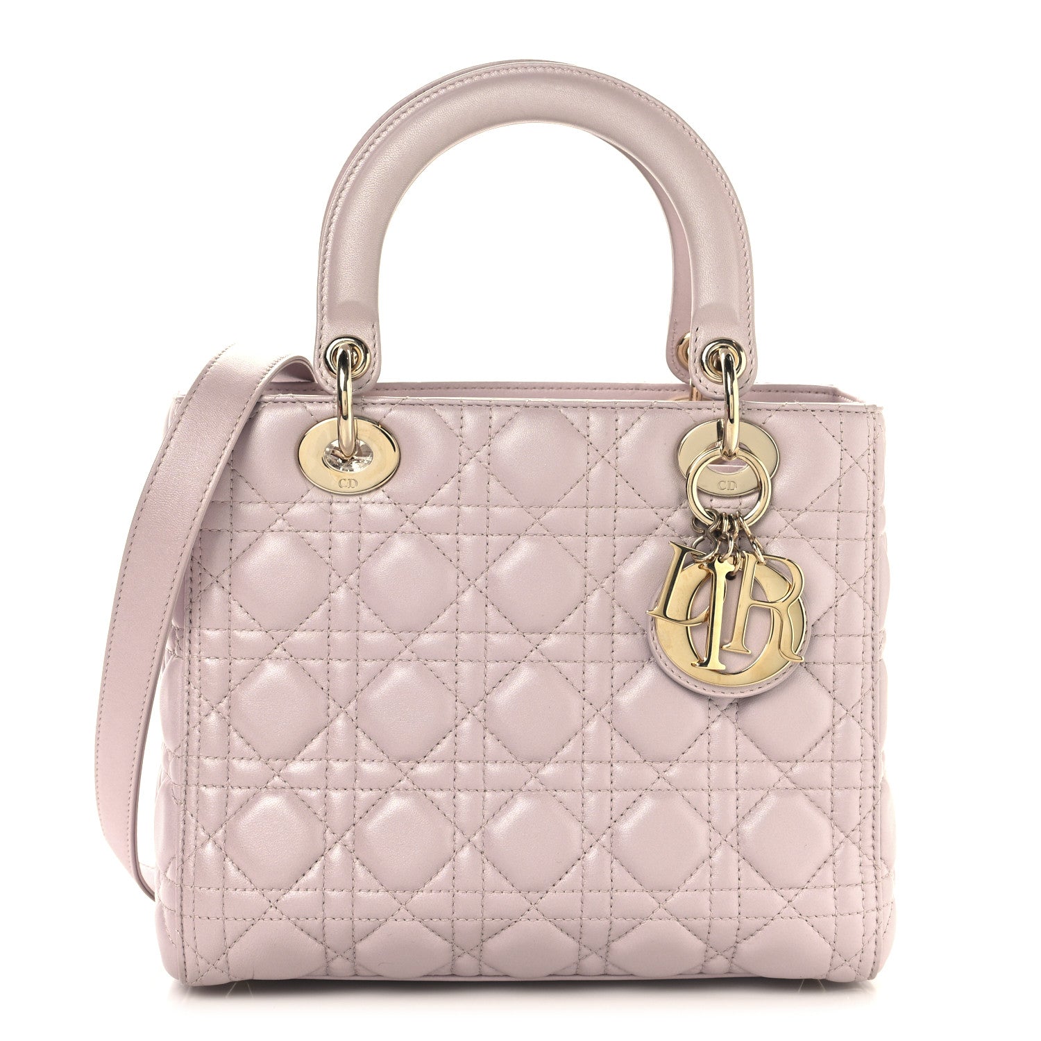 Pearly Lambskin Cannage Medium Lady Dior Lotus