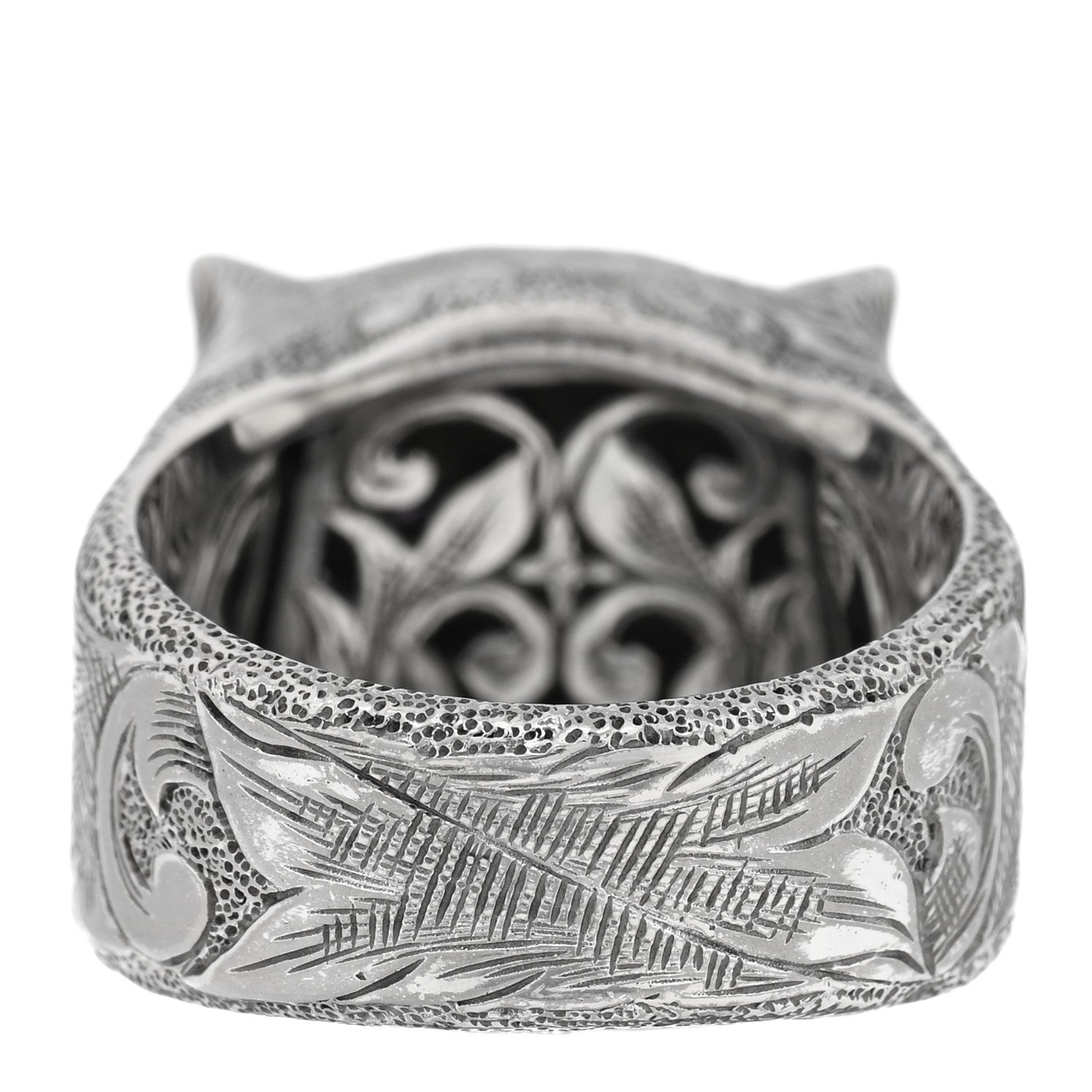 Sterling Silver Crystal Le Marche Des Merveilles Feline Head Ring 61 9.5 Purple