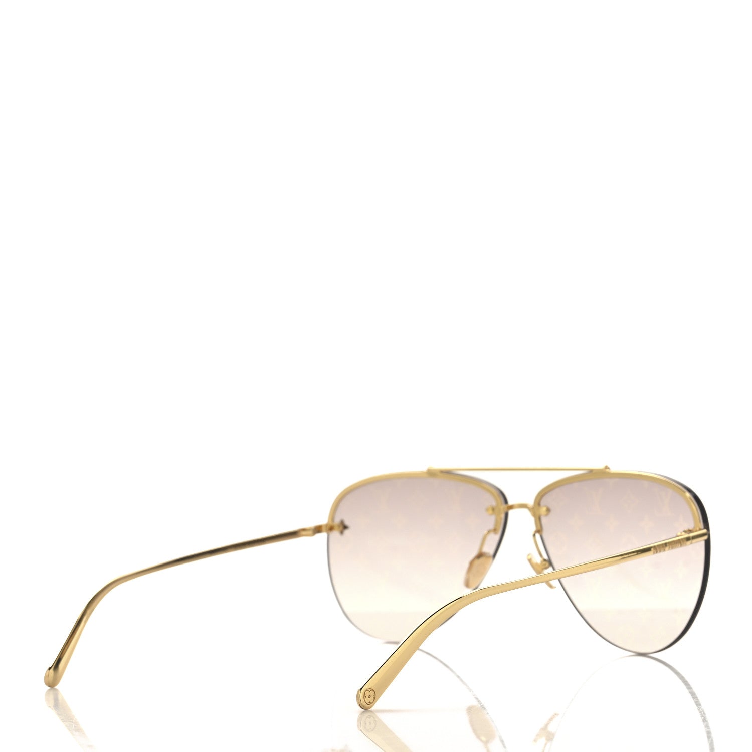 Metal Monogram LV Pilot Light Sunglasses Z1913U Gold Gradiant Brown