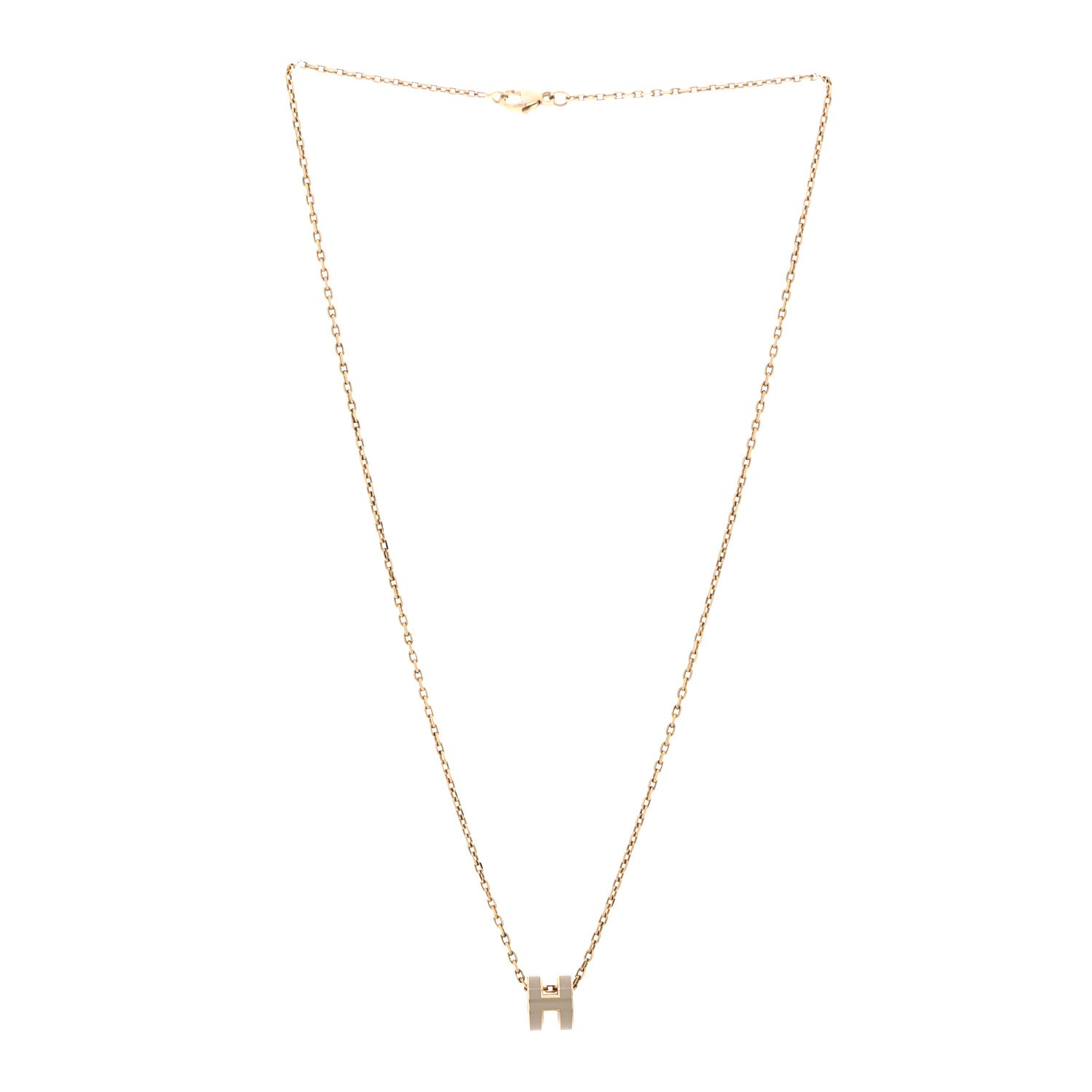 Lacquered Rose Gold Mini Pop H Pendant Necklace Marron Glace