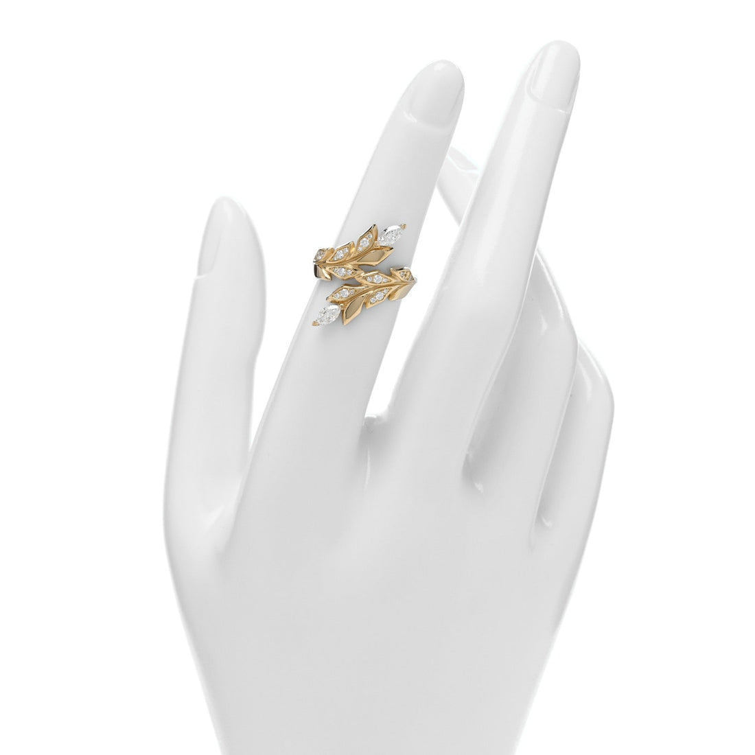 18K Yellow Gold Diamond Victoria Vine Bypass Ring 49 5
