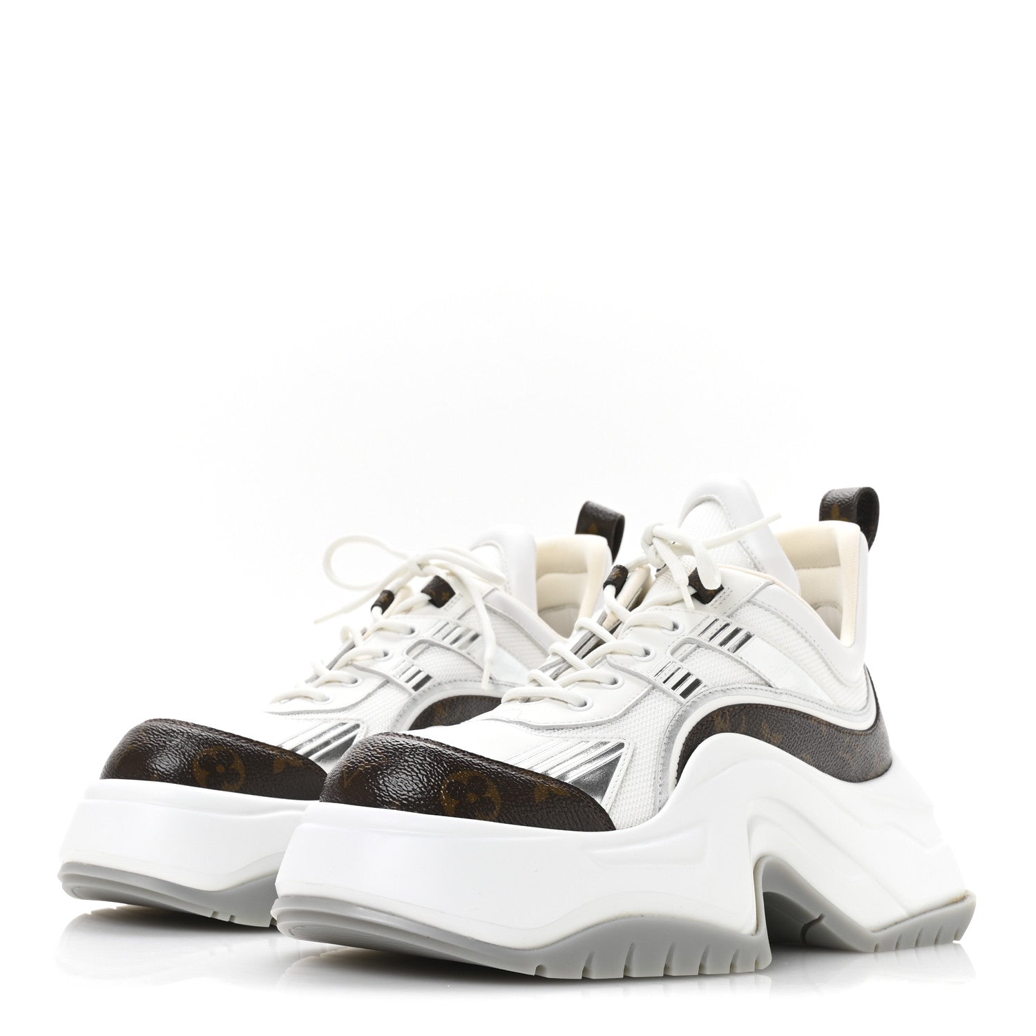 Calfskin Monogram Mens LV Archlight 2.0 Platform Sneakers 8.5 White