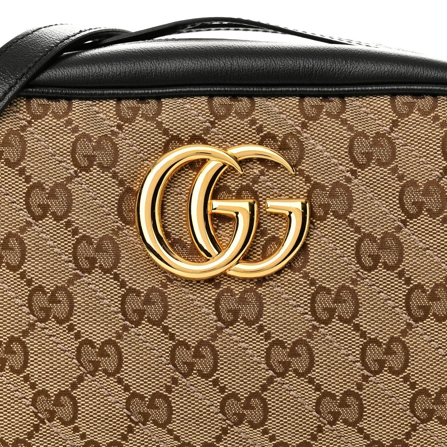 Monogram Matelasse Diagonal Small GG Marmont Chain Shoulder Bag Beige Black