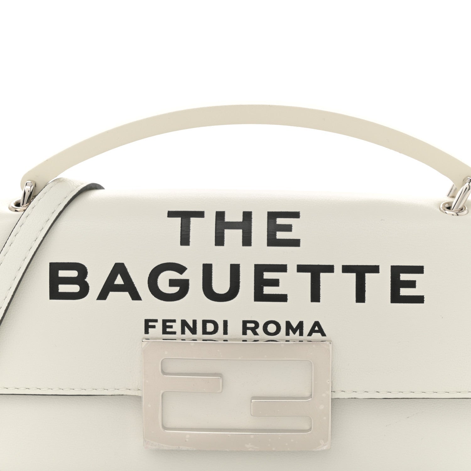 X MARC JACOBS Nappa Logo Phone Baguette White Black