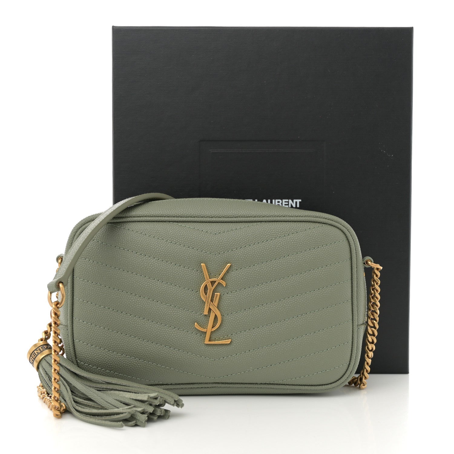 Grain De Poudre Matelasse Monogram Mini Lou Camera Bag Light Sage