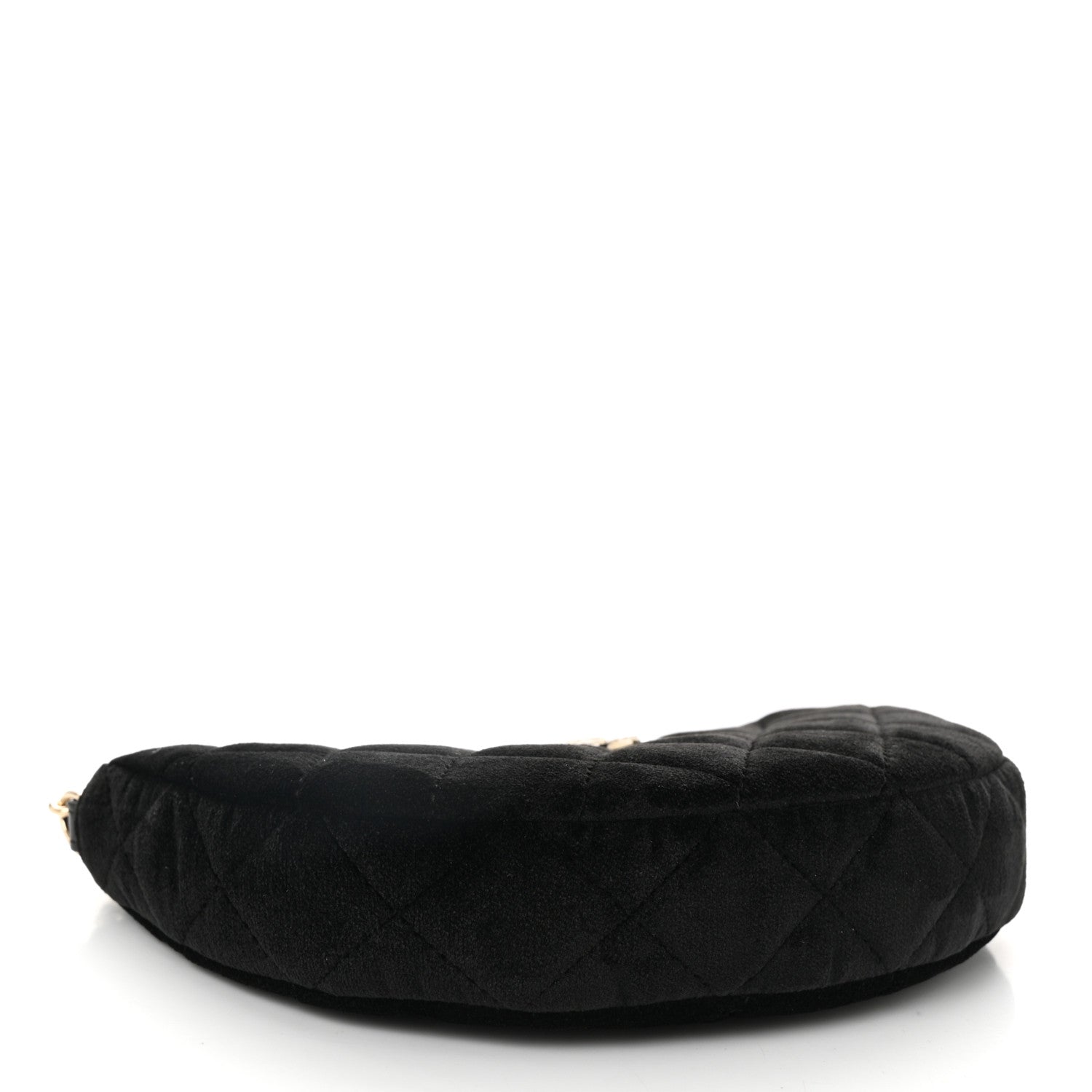 Velvet Crystal Quilted Chain Hobo Black