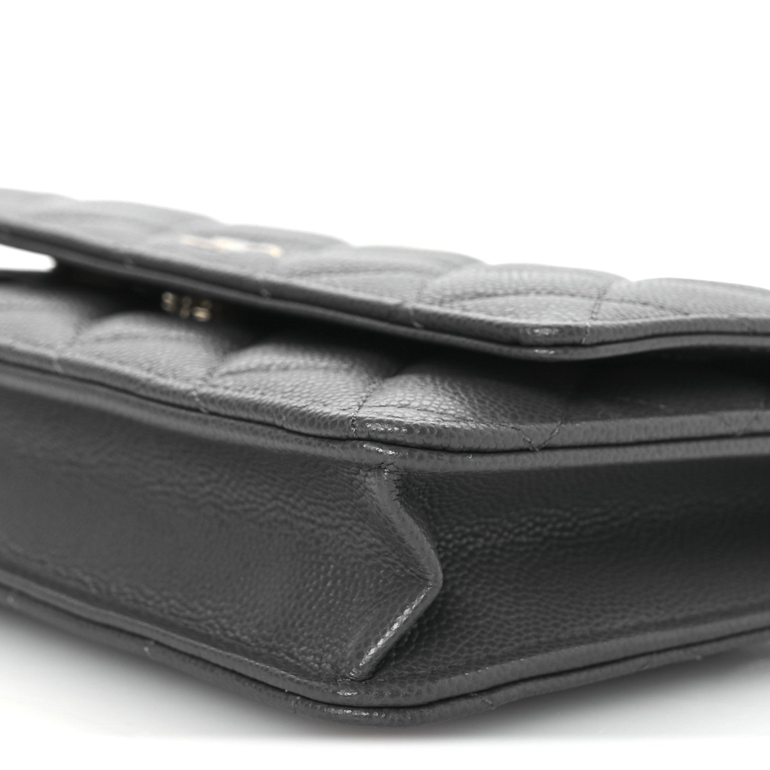 Caviar Quilted Wallet on Chain WOC Grey