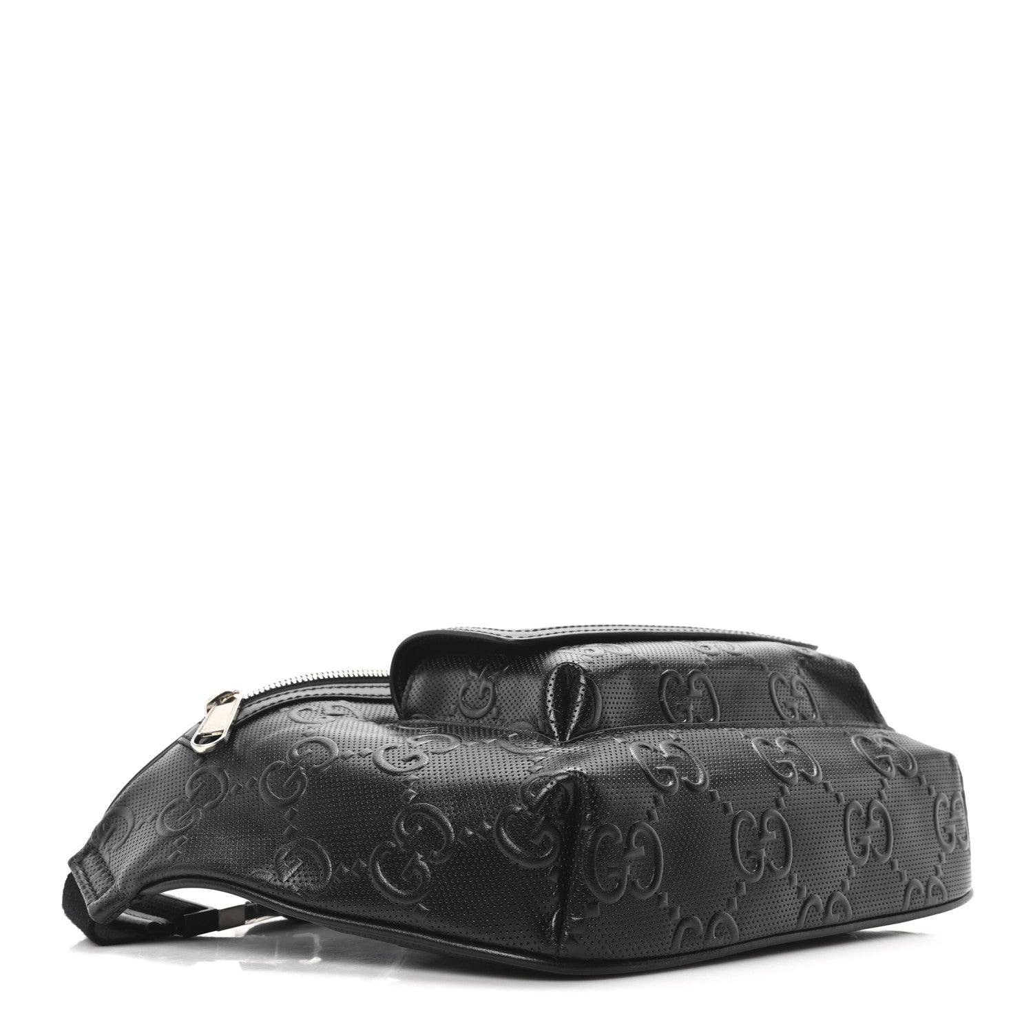 Calfskin GG Tennis Embossed Pocket Belt Bag Black