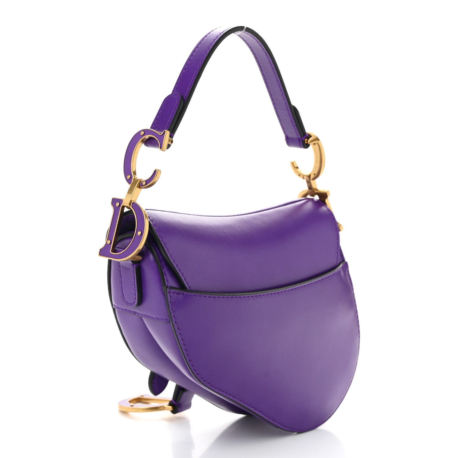 Supple Calfskin Mini Saddle Bag Purple