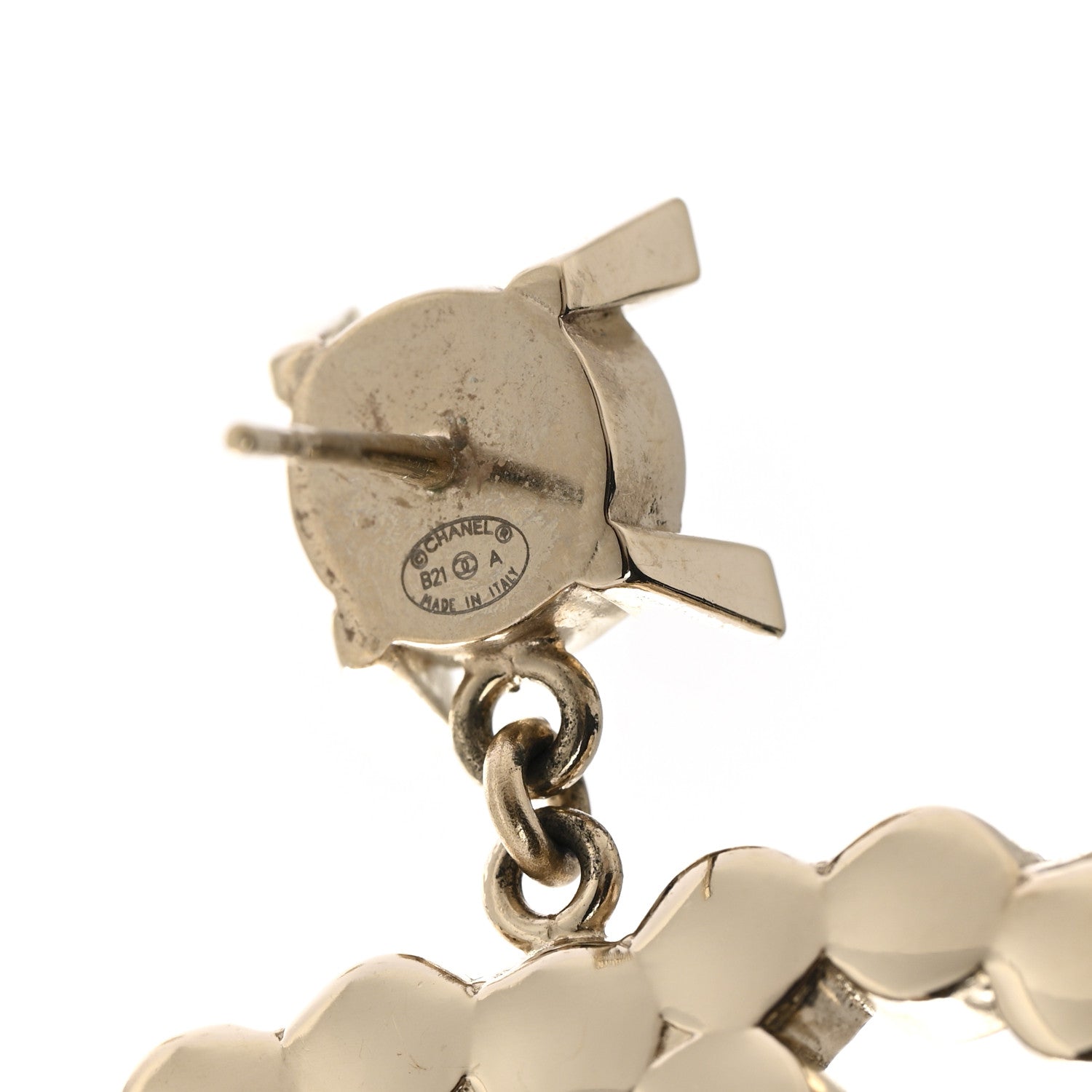 Resin Crystal Pearl CC Drop Earrings Black Gold