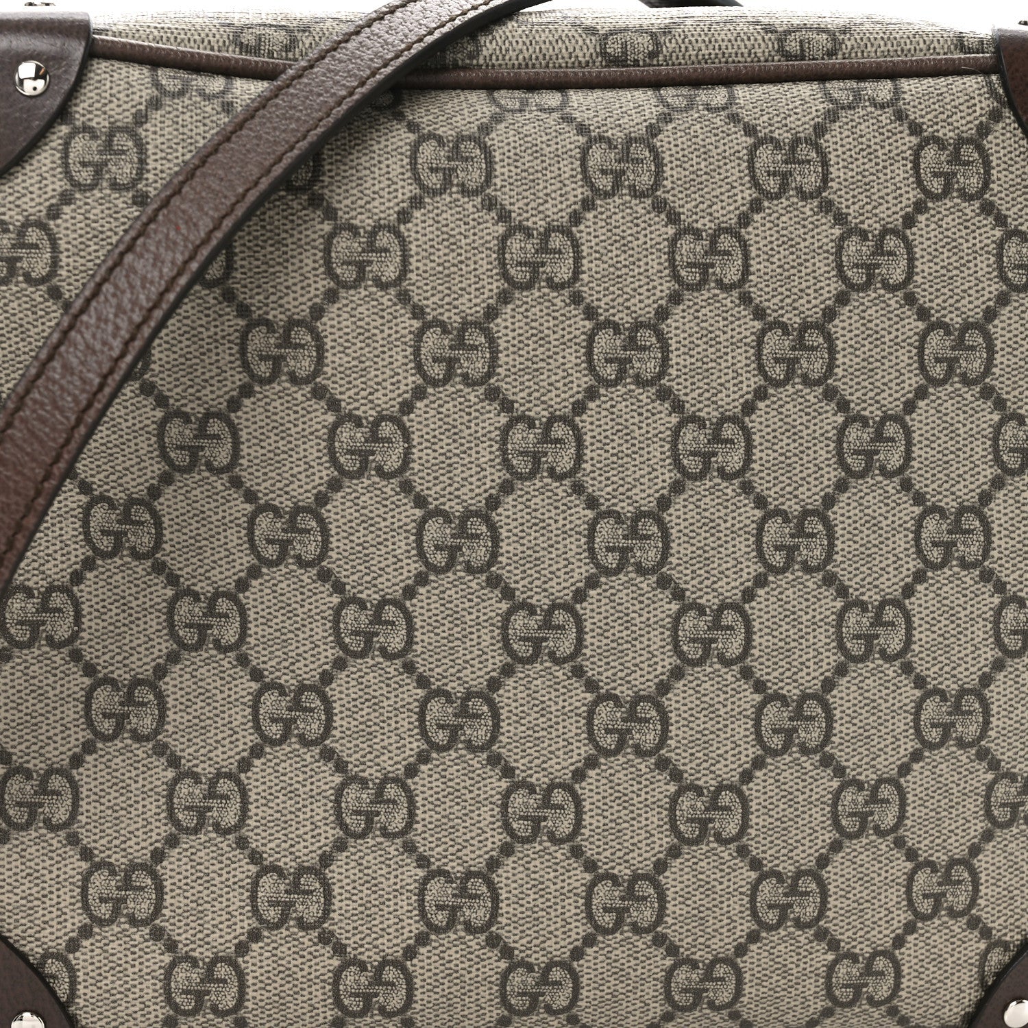 GG Supreme Monogram Textured Calfskin Square Messenger Bag Beige Ebony New Acero