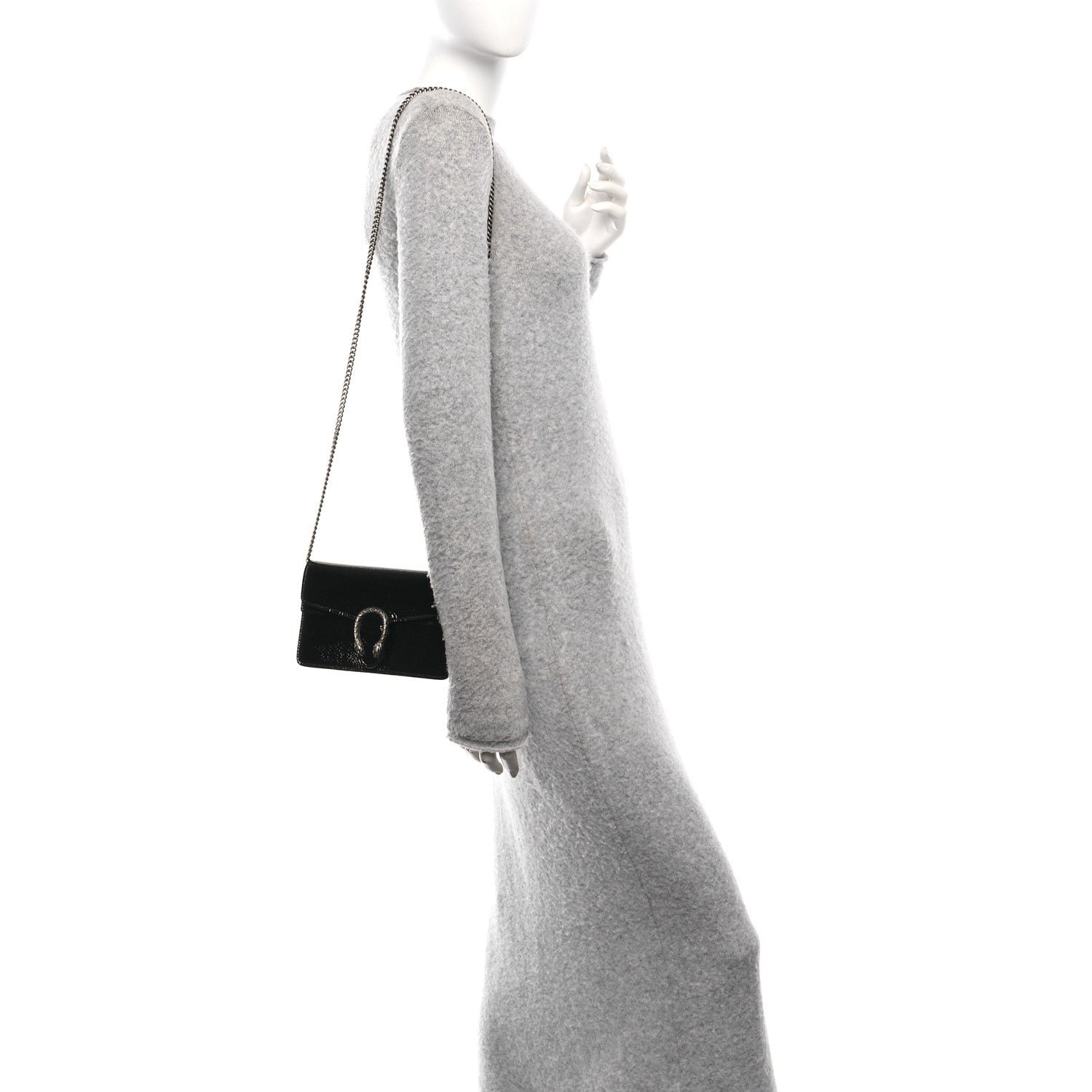 Crinkled Patent Mini Dionysus Shoulder Bag Black