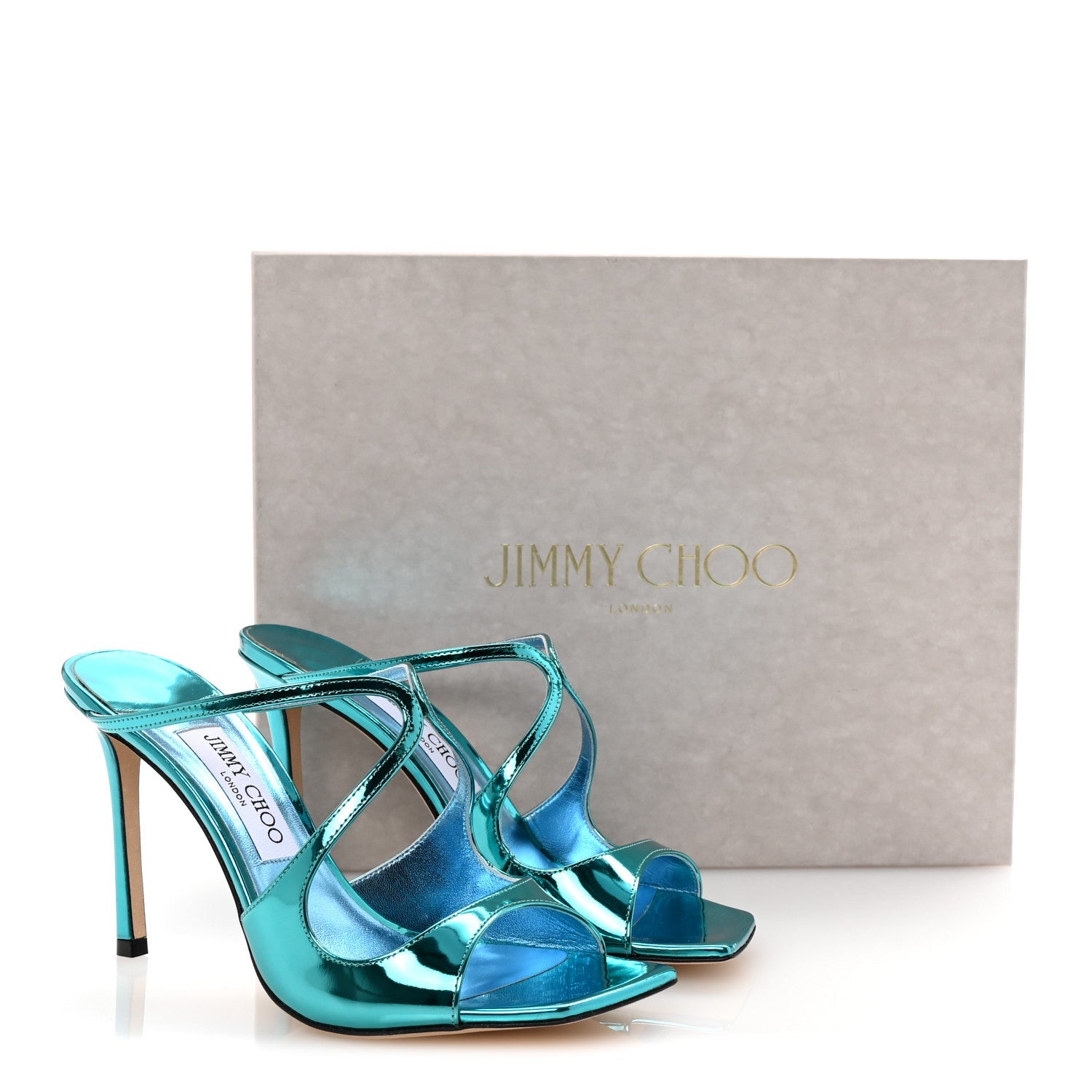 Metallic Calfskin Anise 95 Sandals 38.5 Malibu