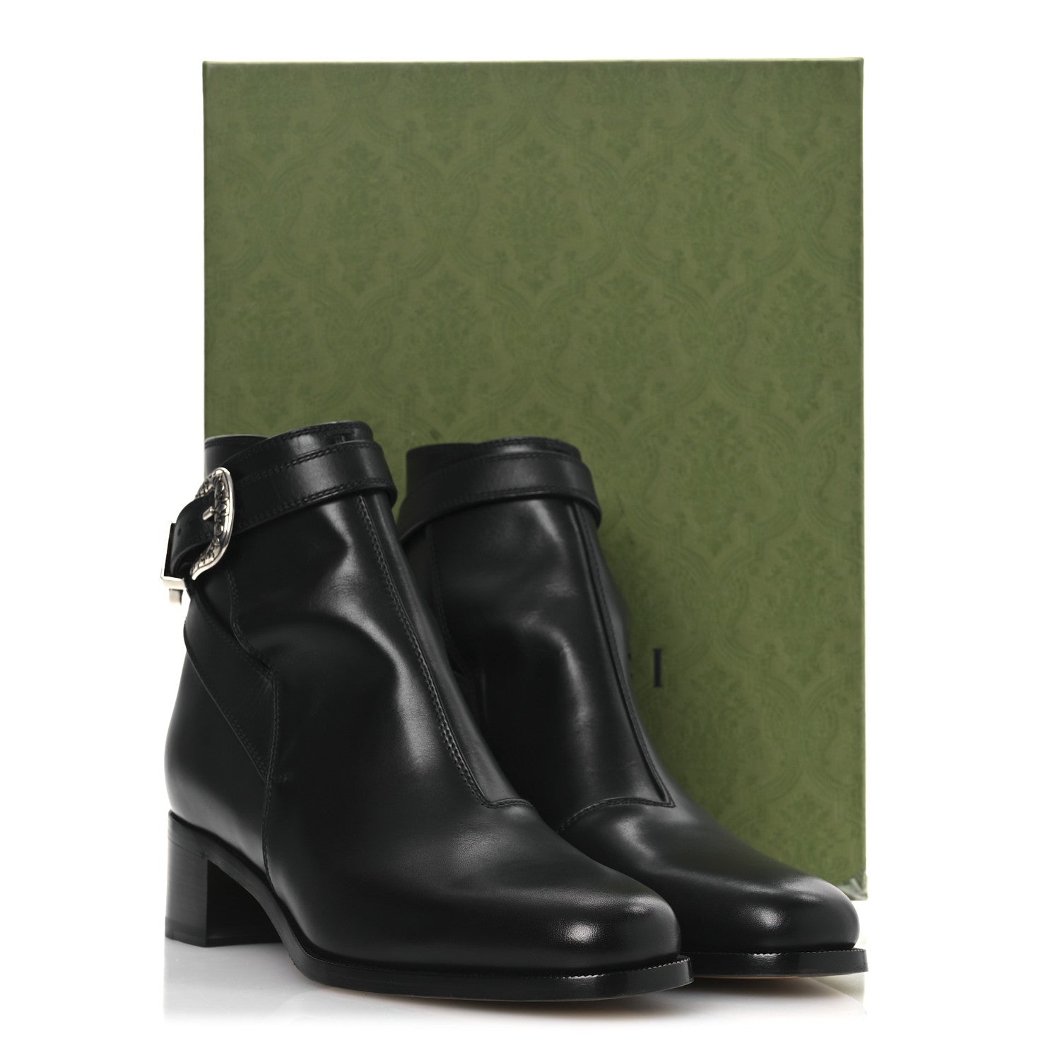 Calfskin Jakarta Buckle Boots 8 Black