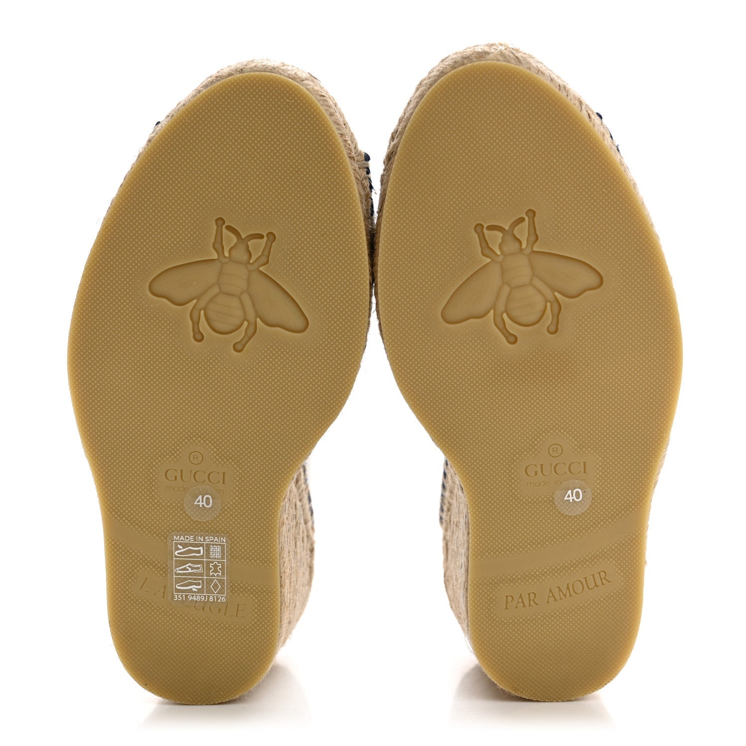 Canvas GG Ankle Wrap Platform Espadrille Wedges 40 Mystic White Royale Blue