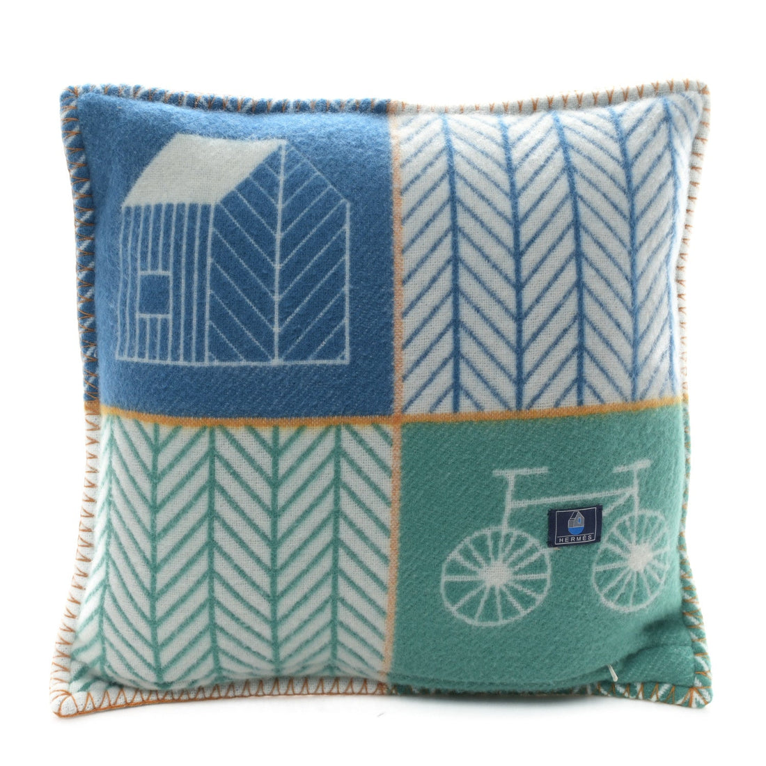 Wool Cashmere Avalon Les Cabanes Pillow Bleu Menthe