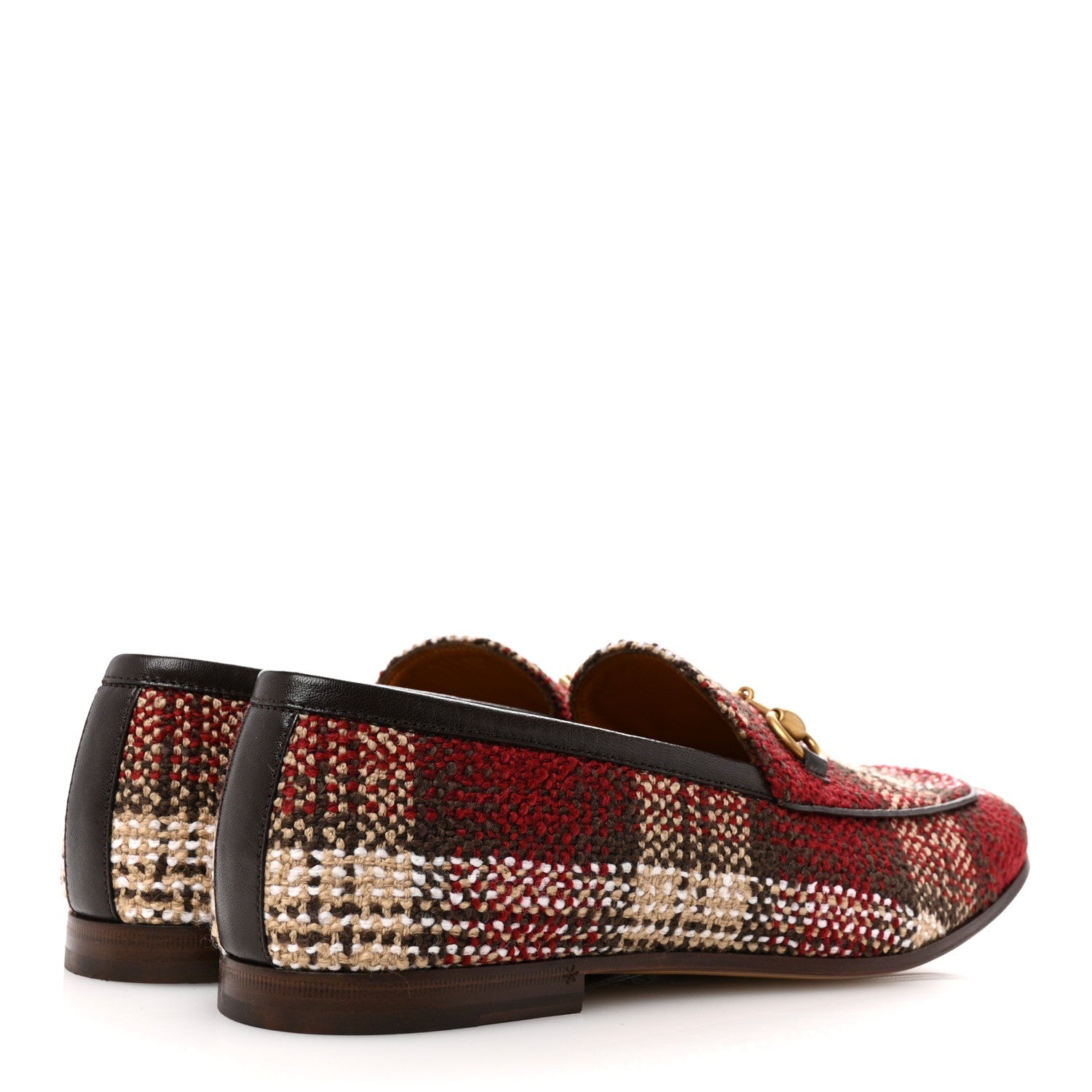 Vintage Tweed Check Horsebit Mens Jordaan Loafers 8.5 Red Beige White