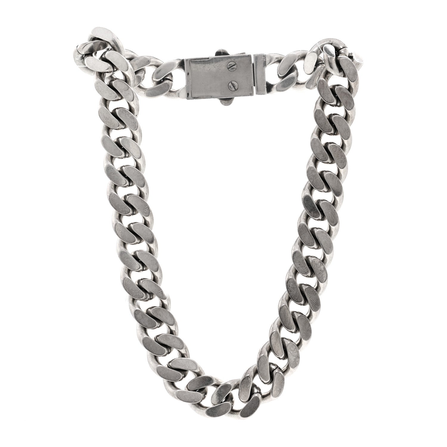 Metal Curb Chain Necklace Oxidized Silver