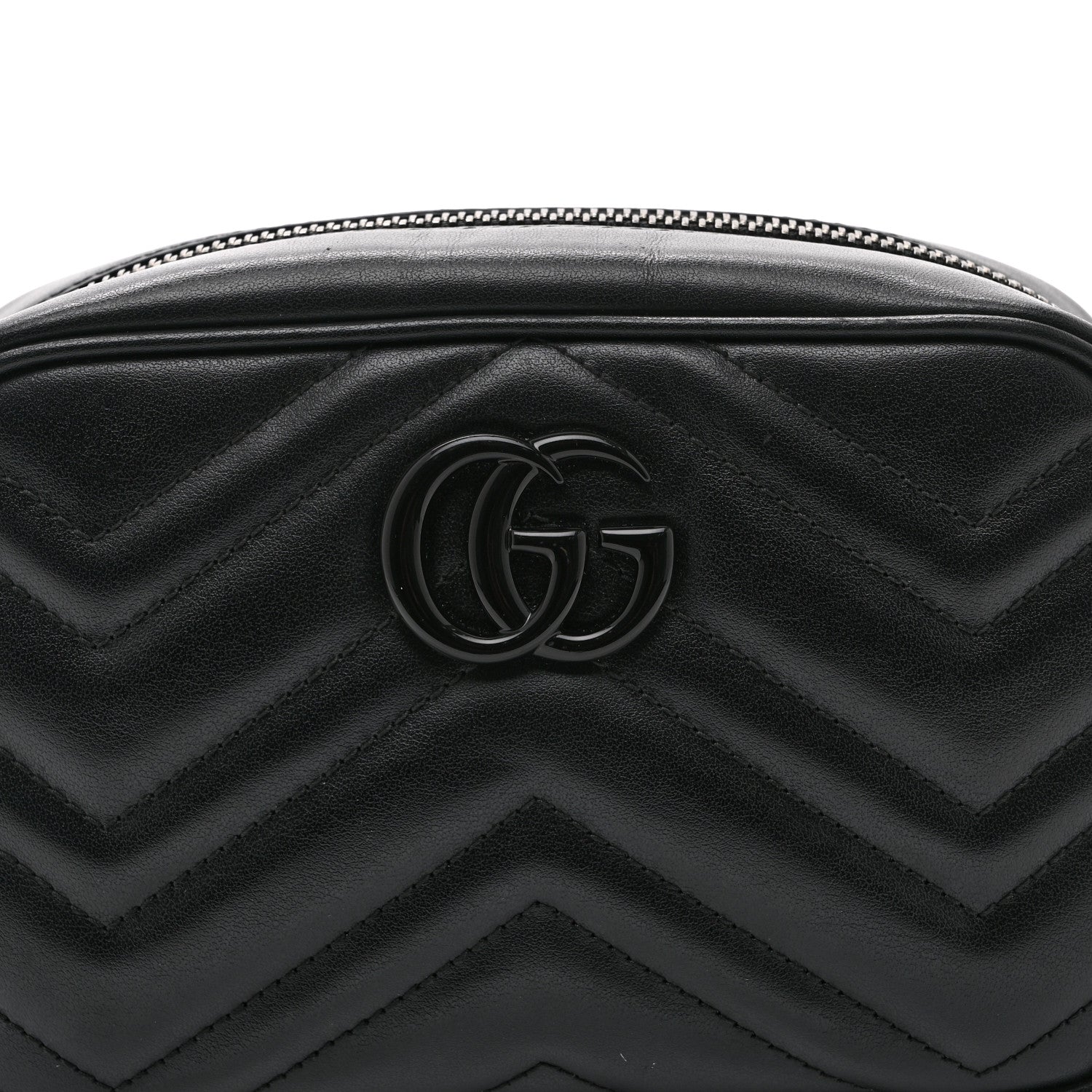 Calfskin Matelasse Monochrome Mini GG Marmont Chain Shoulder Bag Black